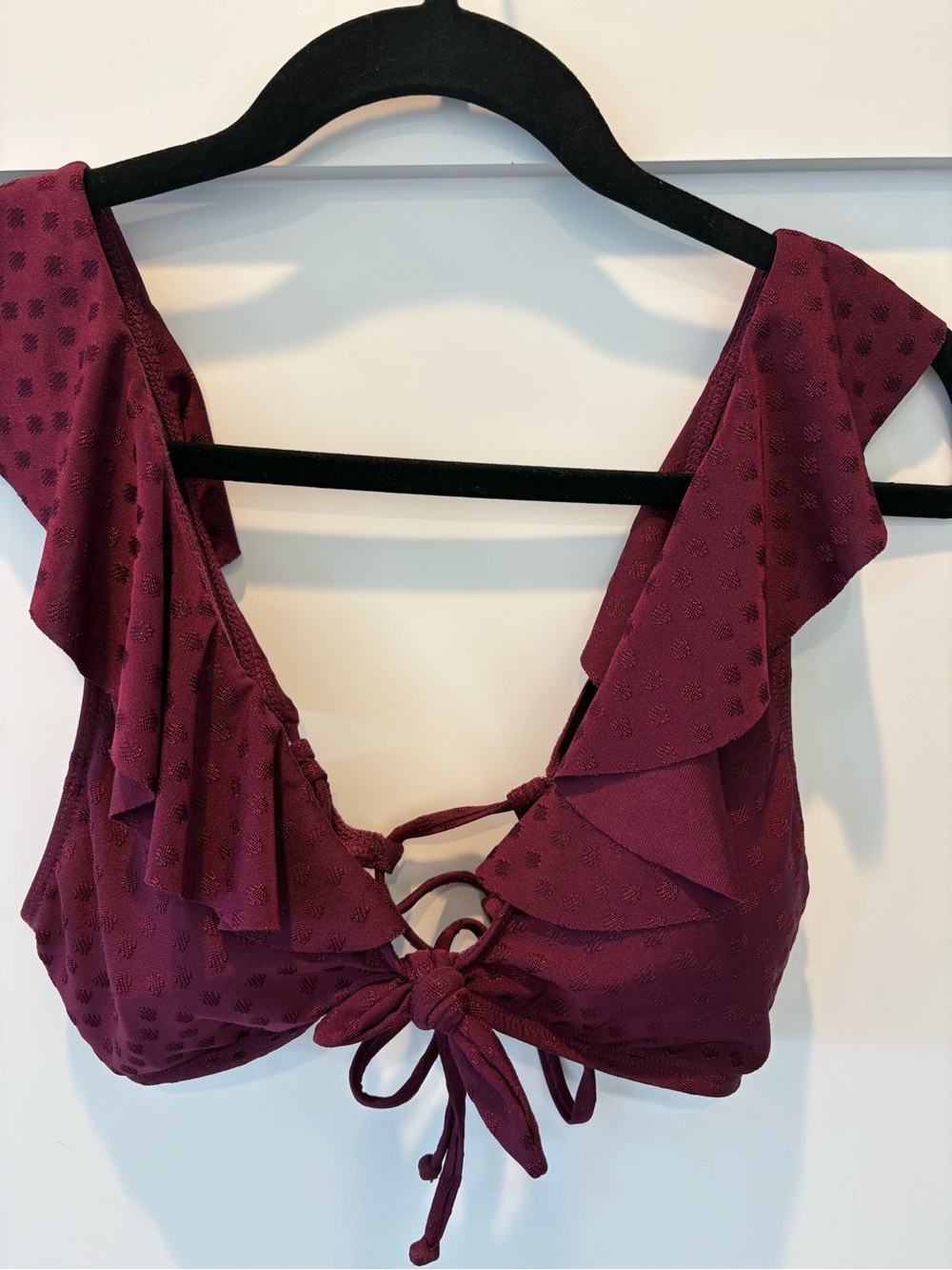 Robin Piccone Deep Berry Ruffle Bikini Top